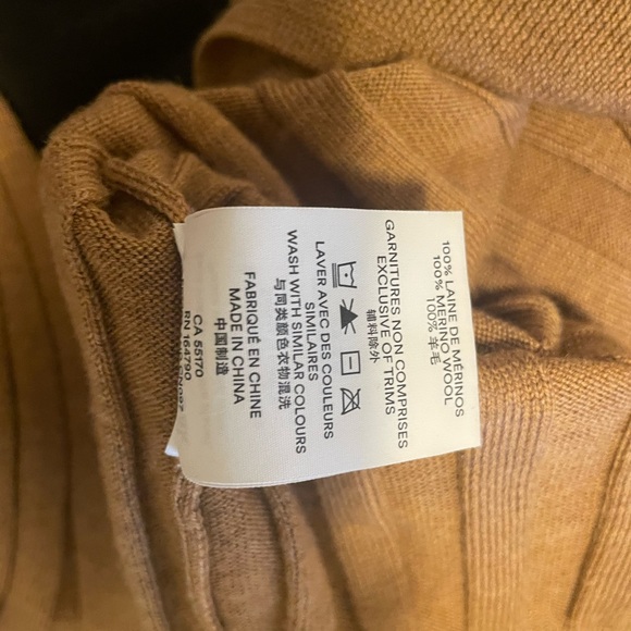 Tobacco ribbed collared merino sweater - Picture 7 of 8